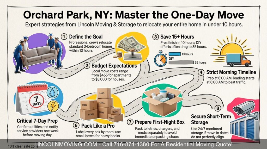 ORCHARD PARK NY Residential Movers: How to Plan a Smooth One-Day Move - Call 716-874-1380